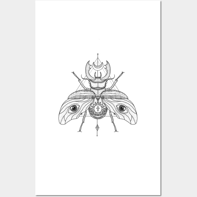 Black and White Beetle Illustration Wall Art by tamaramilakovic